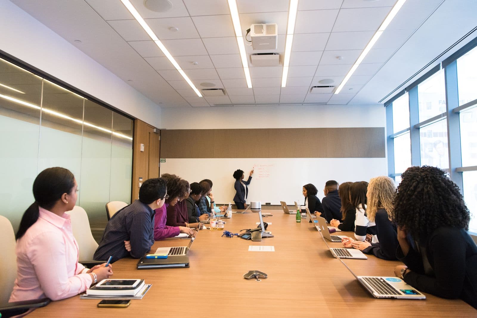 Campus leaders meeting in a conference room
